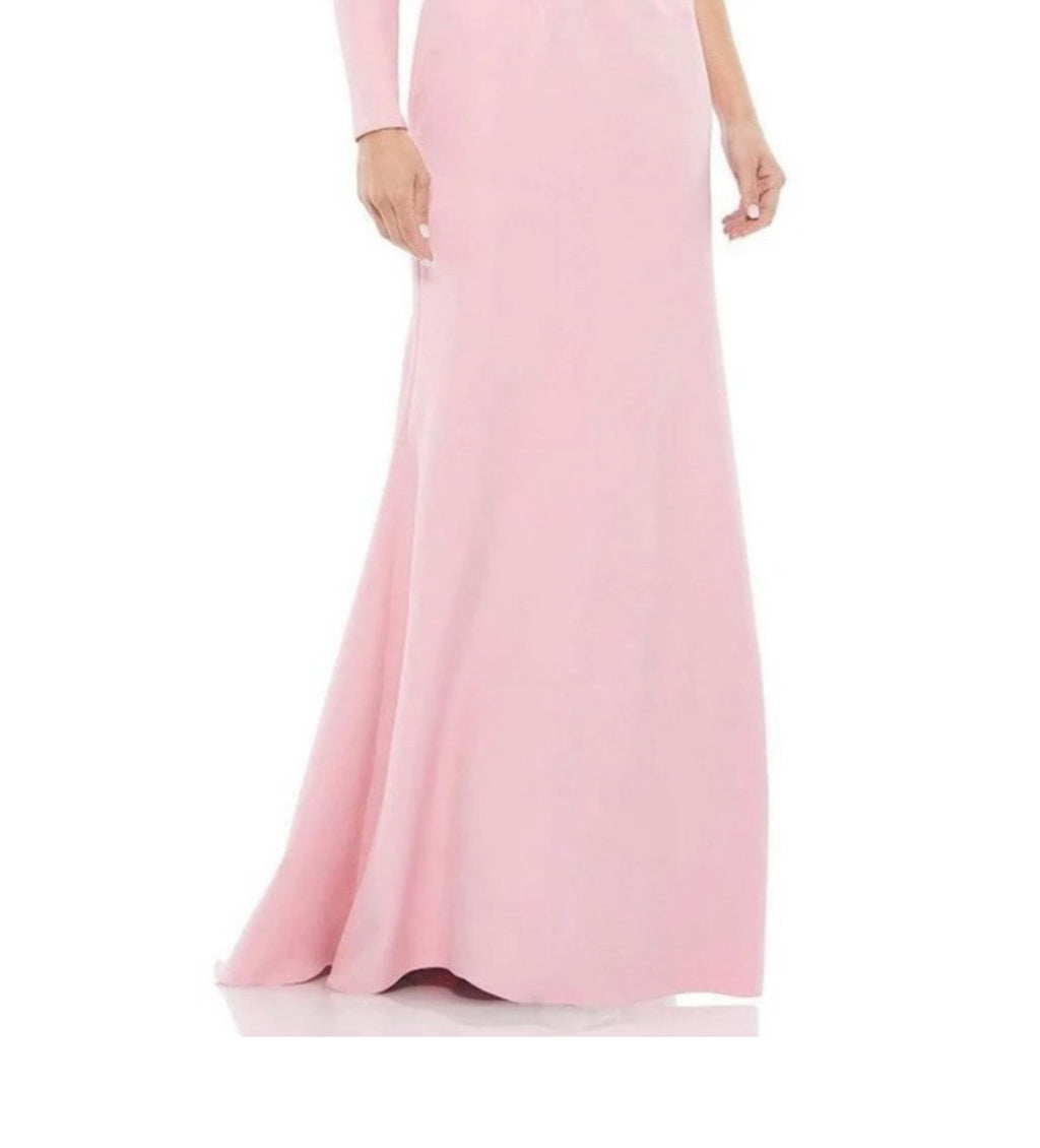 Ieena Mac Duggal Rose Pink Puff Long Sleeve One Shoulder Gown