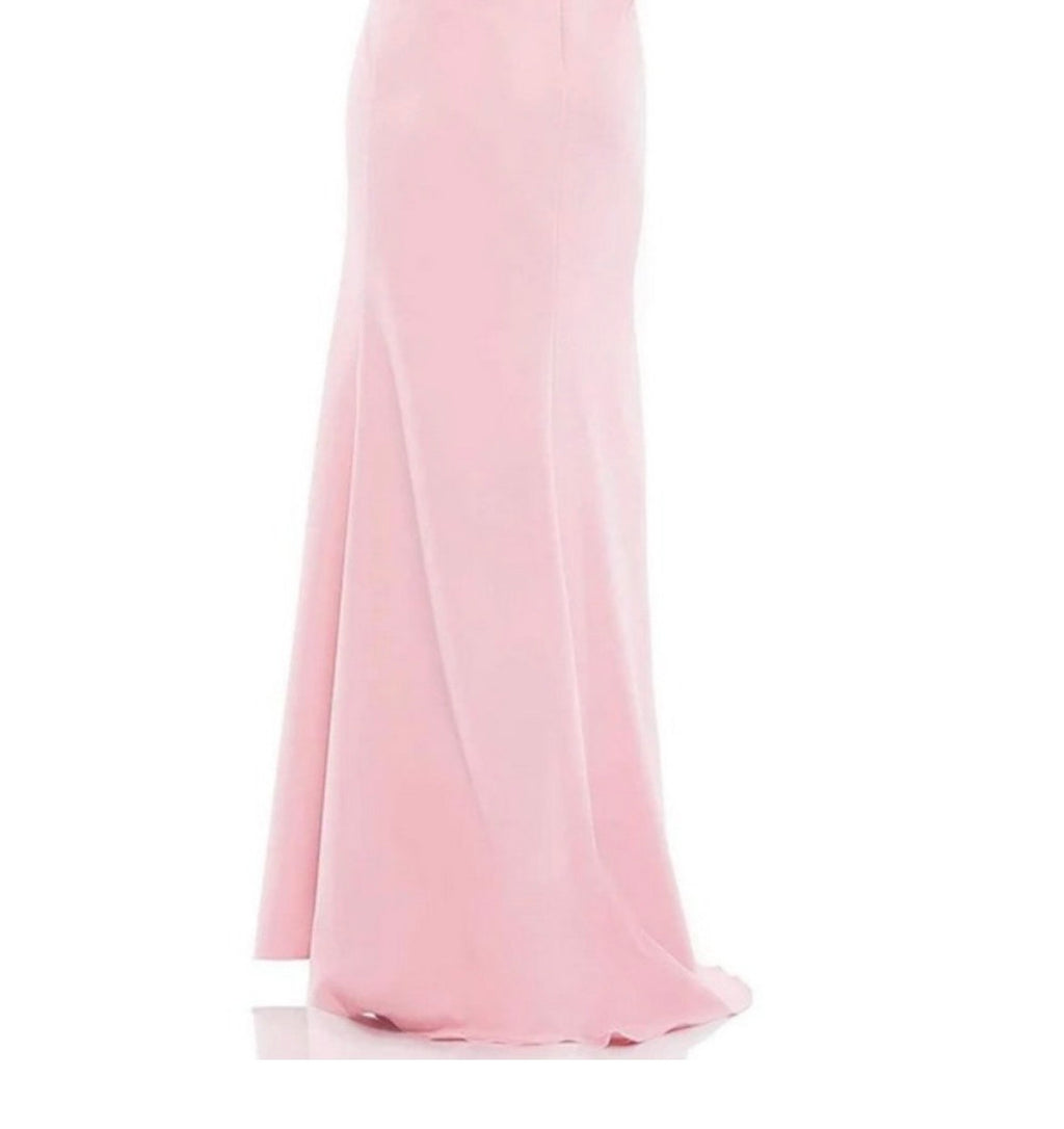 Ieena Mac Duggal Rose Pink Puff Long Sleeve One Shoulder Gown