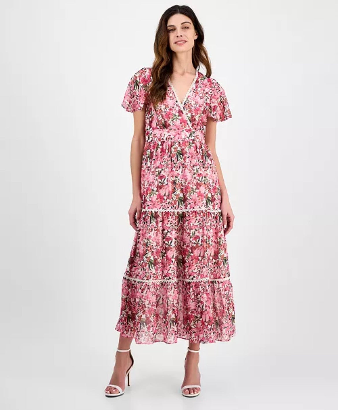 Anne Klein Princess Surplice-Neck Flutter-Sleeve Dress