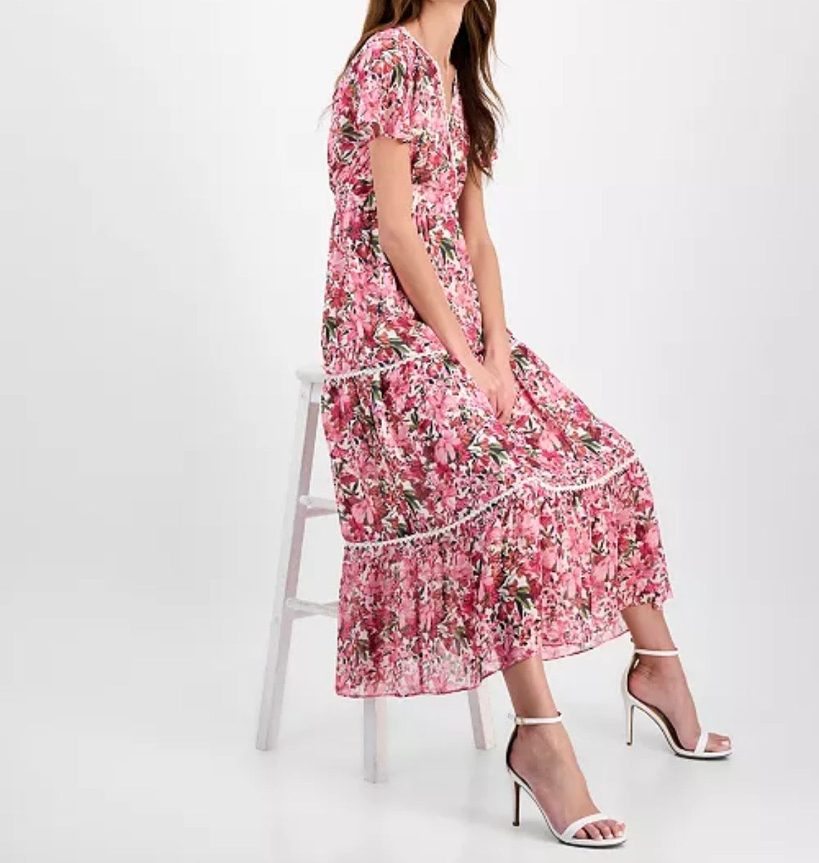 Anne Klein Princess Surplice-Neck Flutter-Sleeve Dress