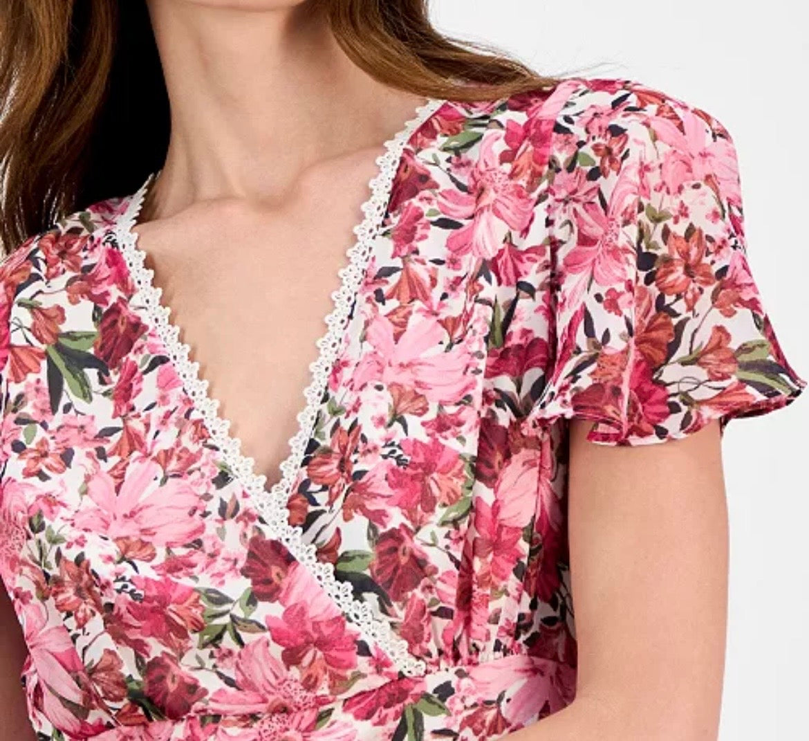 Anne Klein Princess Surplice-Neck Flutter-Sleeve Dress