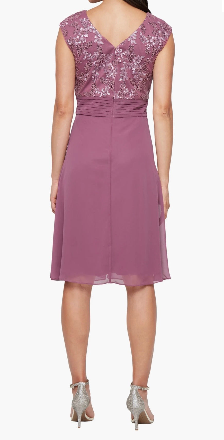 Alex Evening Embroidered Empire Waist Cocktail Dress