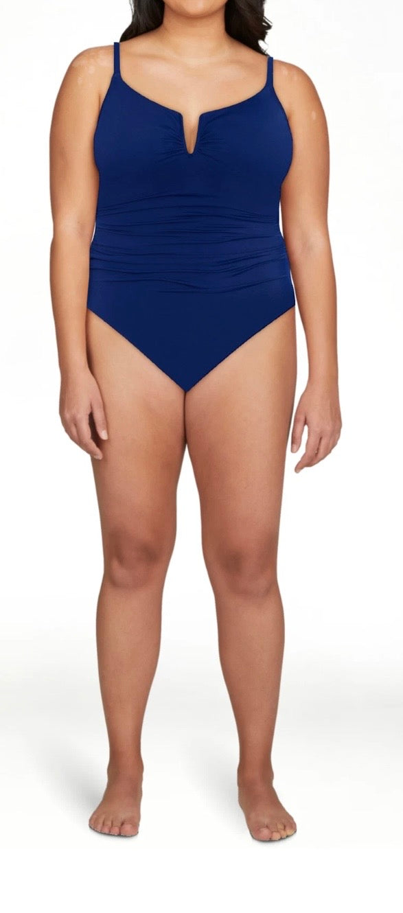 Time & Tru Cobalt Blue V Swimsuit