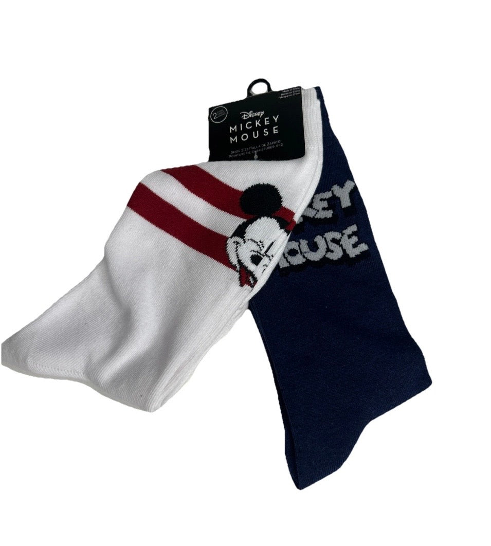 2 pk Mickey Mouse Unisex 6-12 Socks