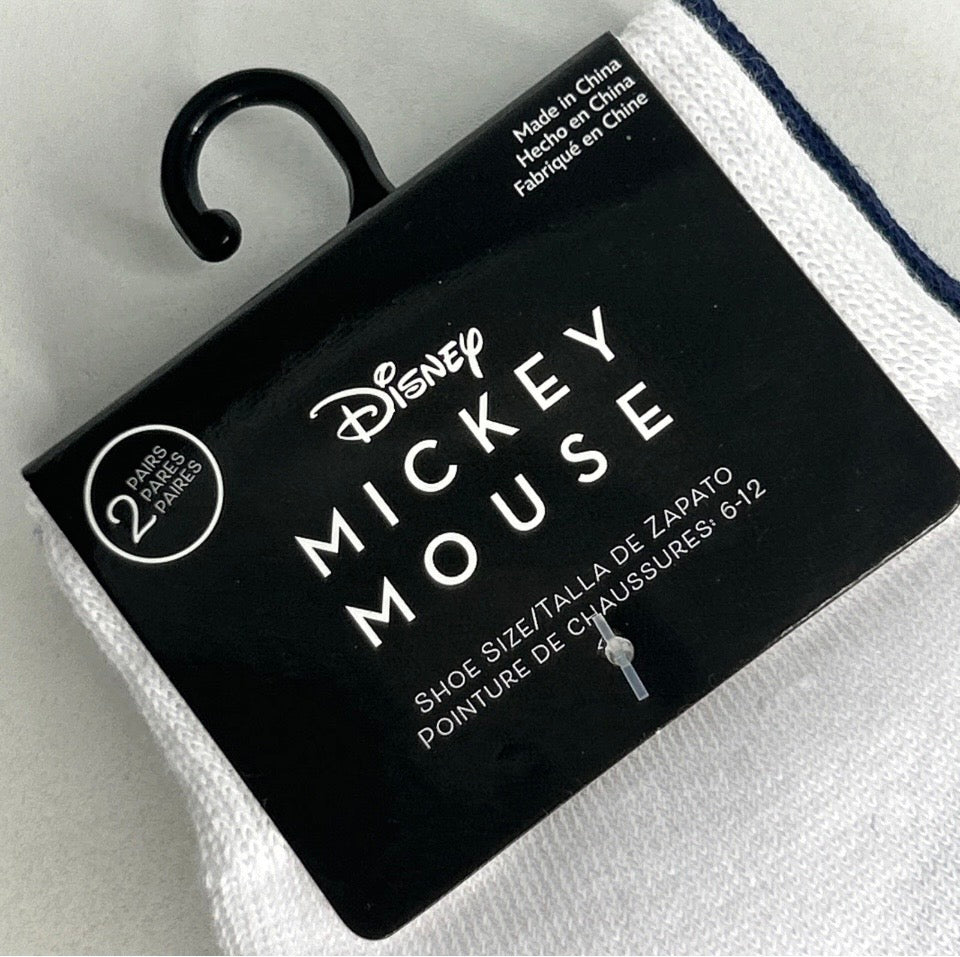 2 pk Mickey Mouse Unisex 6-12 Socks