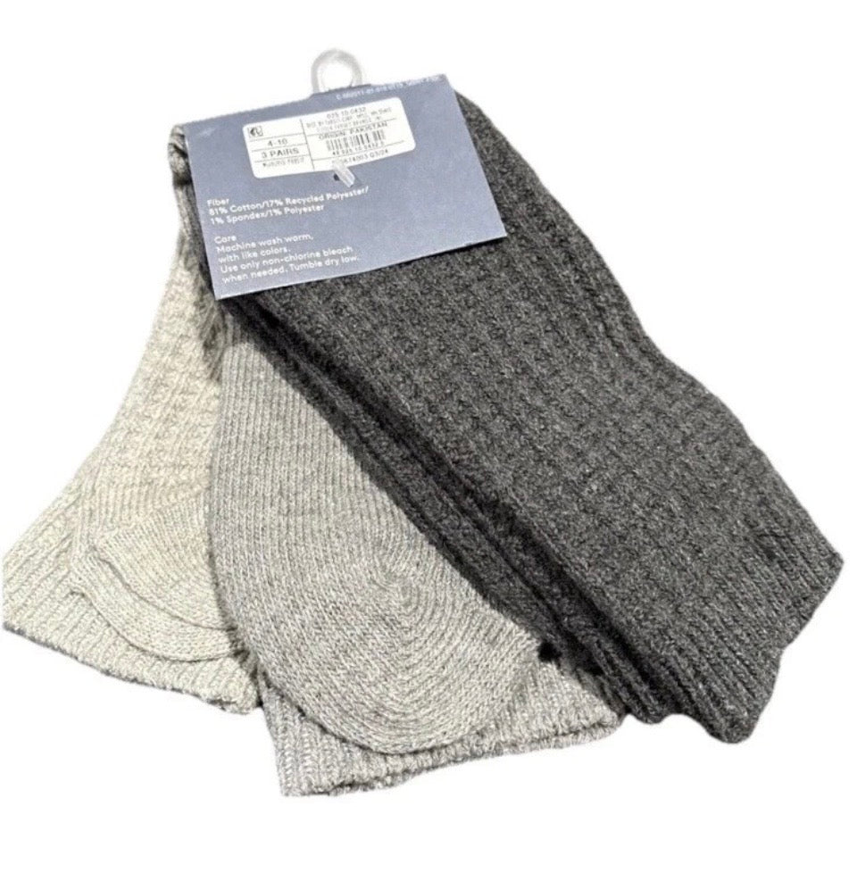 Women’s Cotton Waffle Socks 4-10 Black/Light Gray/Cream