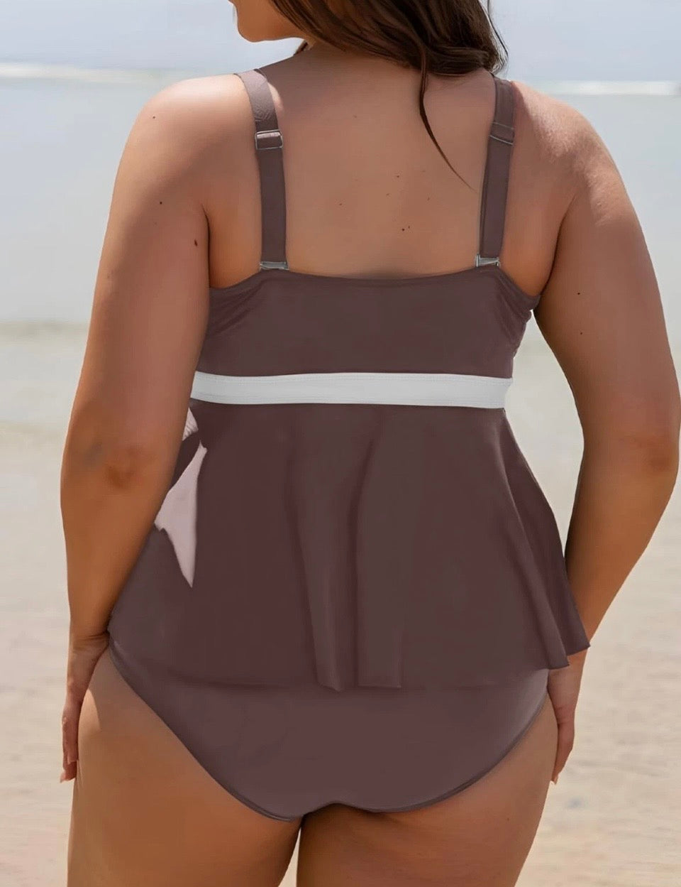 Plus Size Swimsuits for Women Colorblock 2 Piece Bathing Suits Tankini