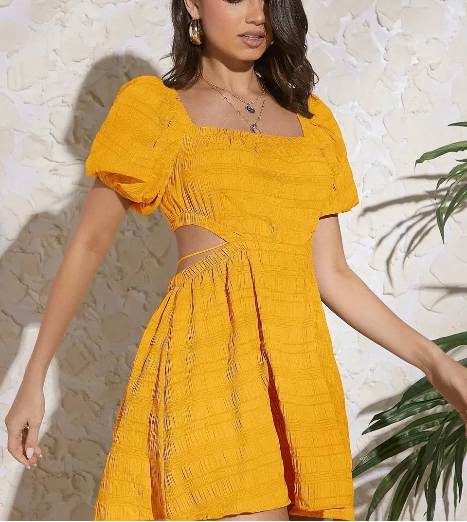 Sky to Moon Puff Sleeve Mini Dress