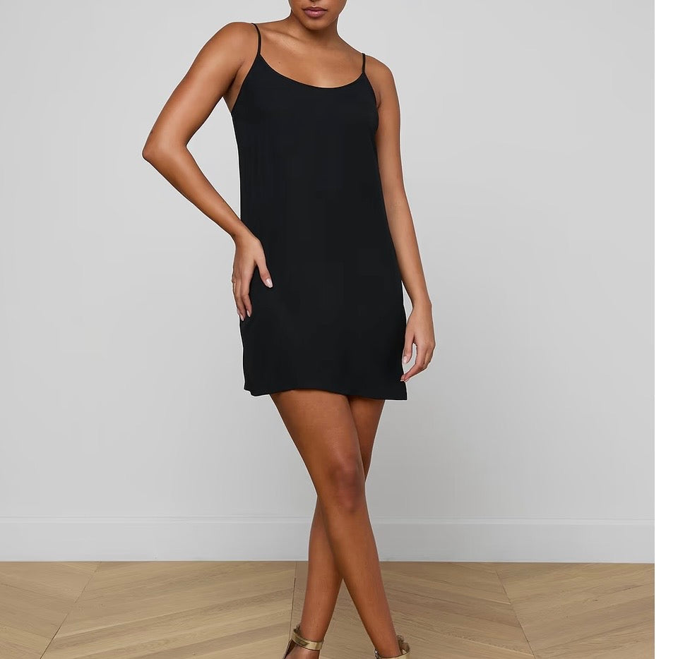 Sky to Moon Black Embroidered Slip Dress