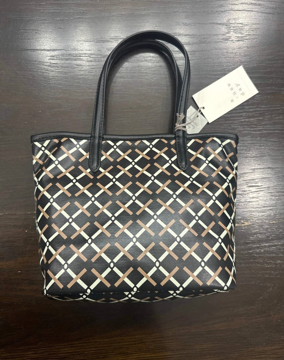 A New Day™ Black Monogram Tote Handbag with Detachable Crossbody Strap