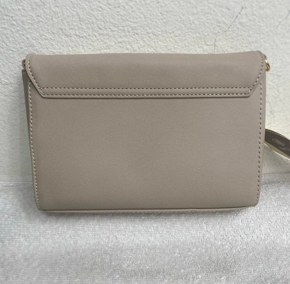 Yani J'adore Beige and White Crossbody Clutch