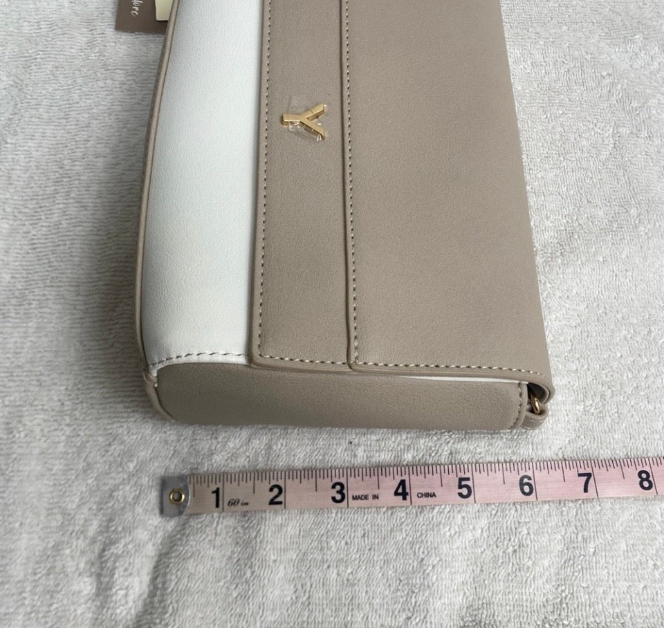 Yani J'adore Beige and White Crossbody Clutch