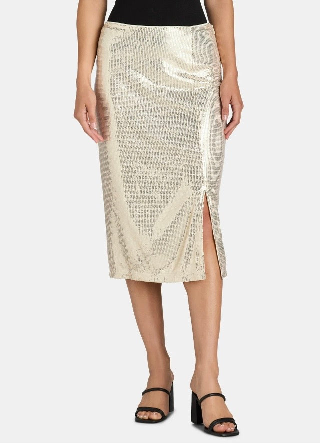 Time and Tru Women's Sequin Skirt with Side Slit