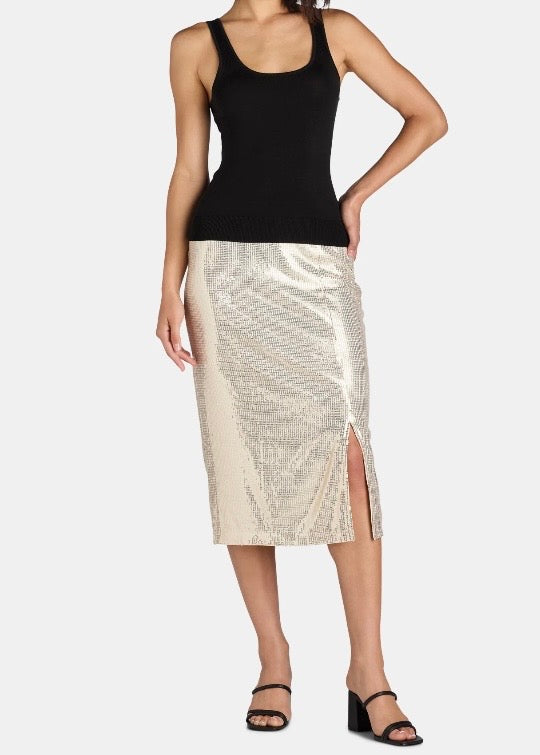 Time and Tru Women's Sequin Skirt with Side Slit