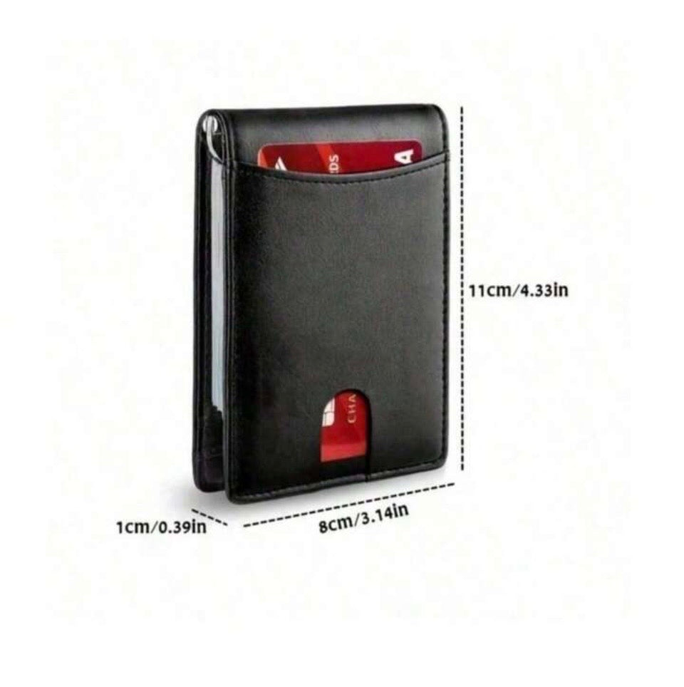 Leather Slim Wallet Blocking Bifold Minimalist Front Pocket Men Wallet With Clip