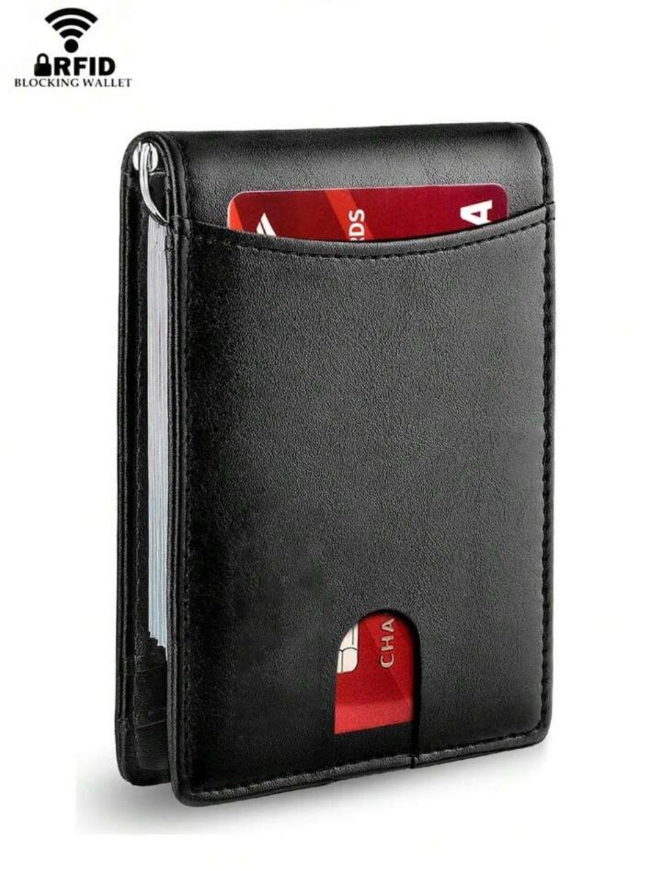 Leather Slim Wallet Blocking Bifold Minimalist Front Pocket Men Wallet With Clip