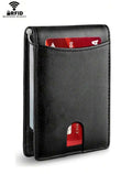 Leather Slim Wallet Blocking Bifold Minimalist Front Pocket Men Wallet With Clip