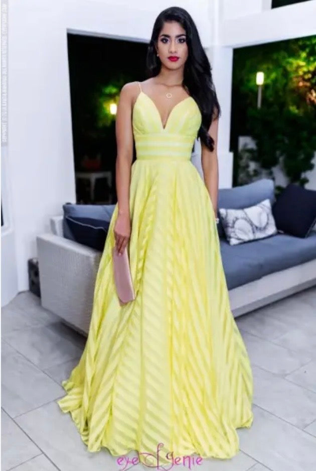 Sherri Hill Aline Spaghetti Straps Two Piece Yellow Sample Dress