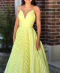 Sherri Hill Aline Spaghetti Straps Two Piece Yellow Sample Dress